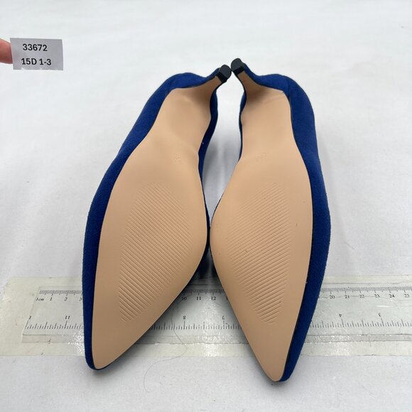 YDN Royal Blue Suede Kitten Heel Pumps Pointed Toe Dress Shoes for Office Lady - Picture 6 of 9